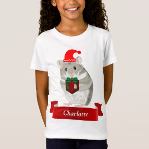T-Shirt Filles Gris Hamster Noël
