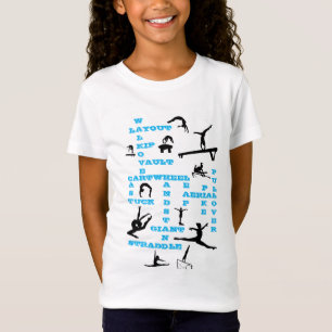 T-Shirt Filles Gymnastique Compétences Blue Crosswords T-s