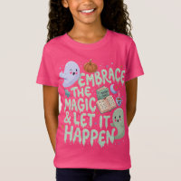 T-Shirt Filles Halloween Livre Magique et Fantôme