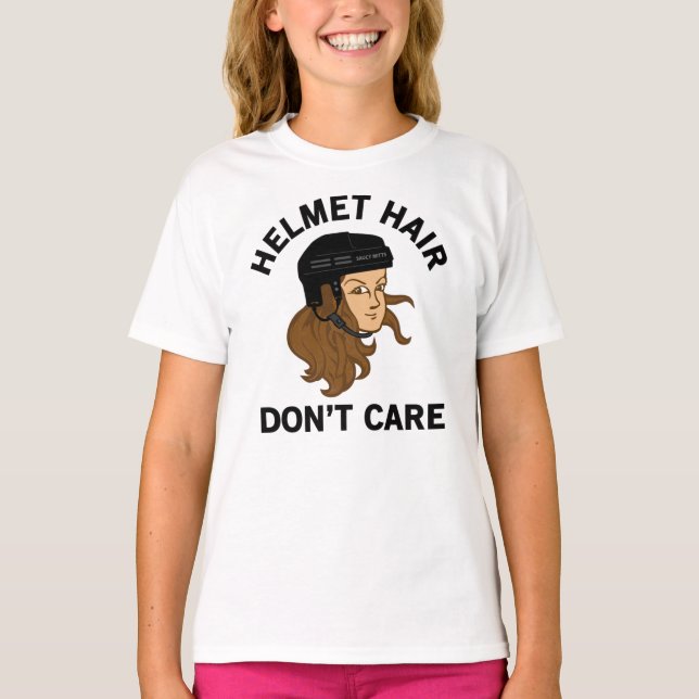 T-shirt Filles Hockey Casque cheveux Ne vous souciez pas B (Devant)