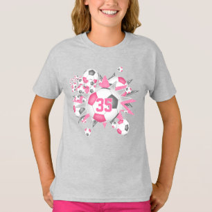 T-shirt filles jersey nombre ballons de football étoiles g