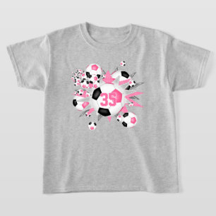 T-shirt filles jersey nombre ballons de football étoiles r