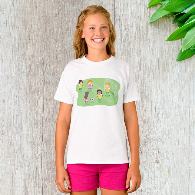 T-shirt filles jouant au football (Créateur téléchargé)