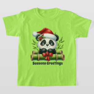 T-shirt filles Joyeuses Fêtes panda ours ajouter un texte