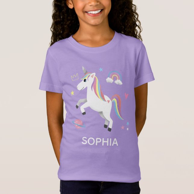T-Shirt Filles mignonne Magique Unicorn Anniversaire de en (Devant)