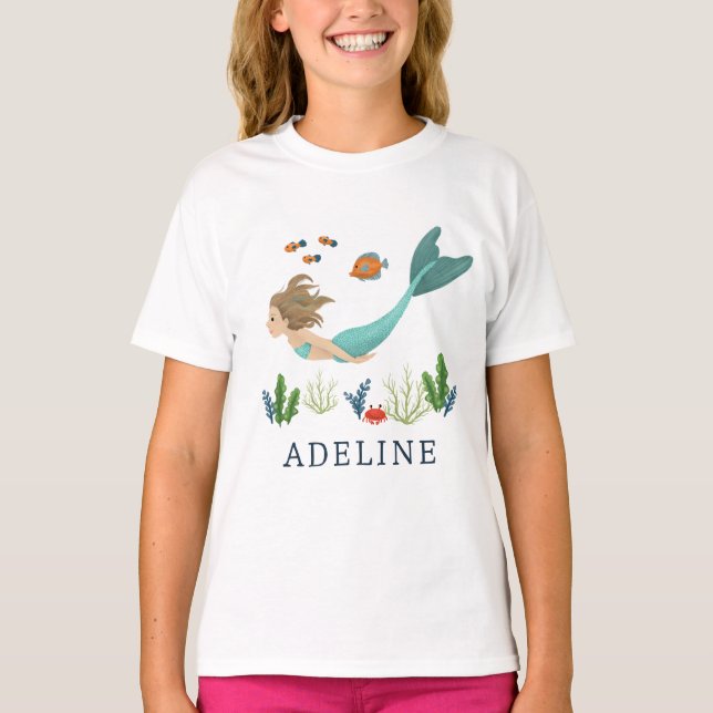 T-shirt Filles mignonnes magiques sous la sirène de mer (Devant)