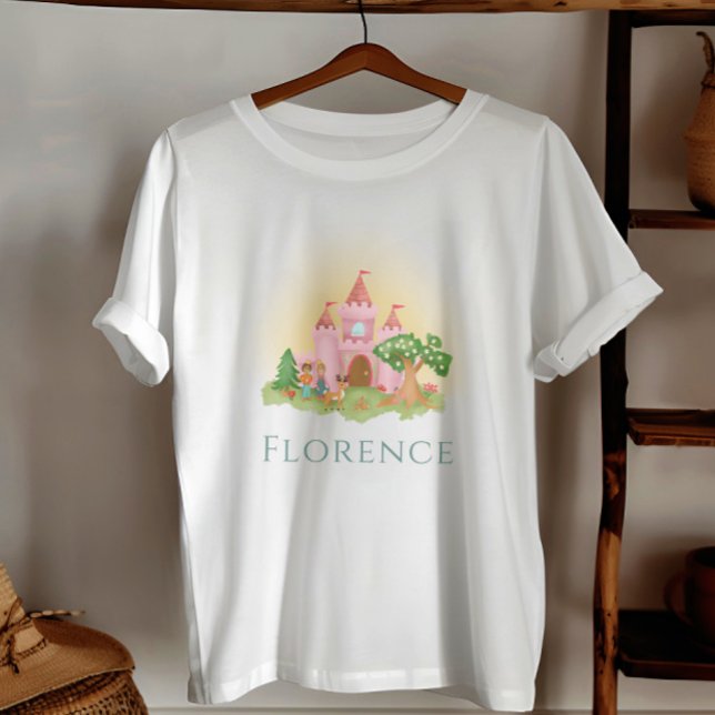 T-shirt Filles mignonnes Rose Princess Castle Enfants (Créateur téléchargé)