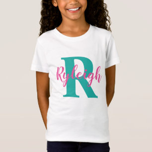T-Shirt Filles Nom personnalisé avec monogramme initial