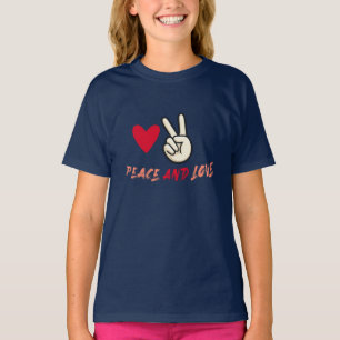 T-shirt Filles Paix et Amour   Cœur Mignon et Peti