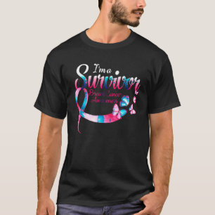 T-shirt Filles Papillon Rose Je Suis Survivante Cancer Du