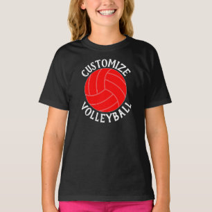 T-shirt Filles Red Volleyball Custom Équipe, Joueur & Numé