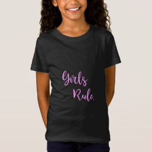 T-Shirt Filles Règle - Texte rose, Cool noir