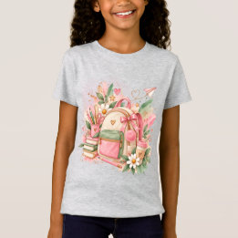 T-Shirt Filles Rentrée Scolaire Aquarelle | Sac à