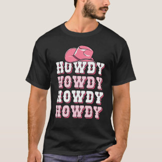 T-shirt Filles Rose Howdy Chemise Western Chapeau de Cow-b