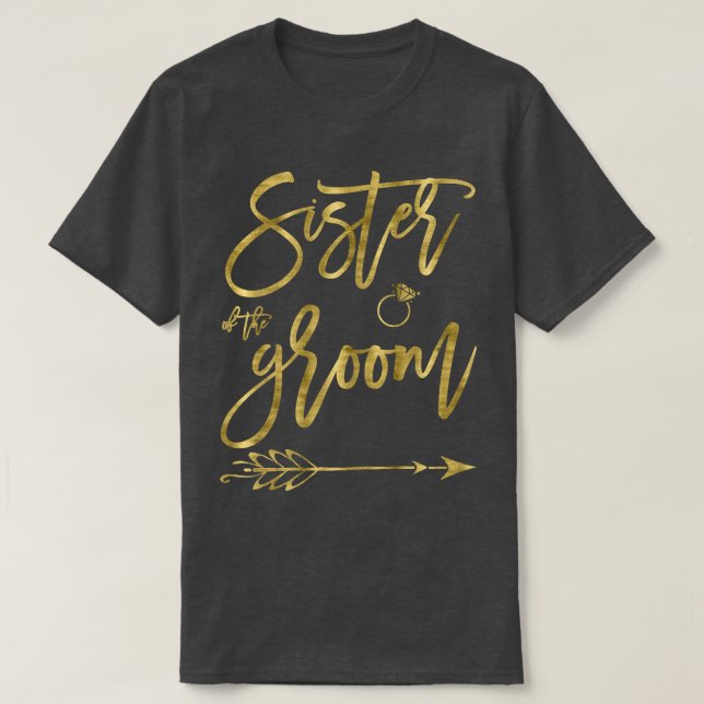 T-shirt Filles Soeur De Mariée Avec Flèche Bri Jaune Foncé (Design devant)