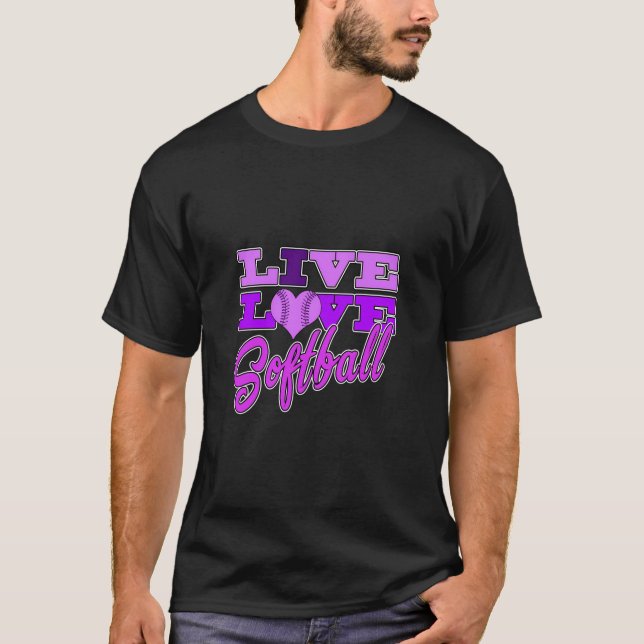T-shirt Filles Softball Live Love All Purple Cadeau Great  (Devant)