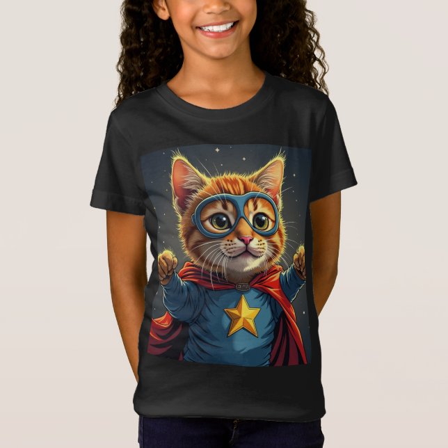 T-Shirt Filles Super Chat : Puissante (Devant)