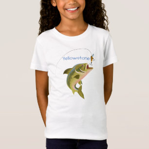 T-Shirt Filles Top Pêche à la pierre jaune