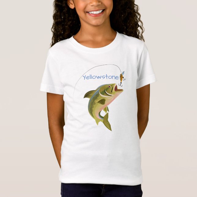 T-Shirt Filles Top Pêche à la pierre jaune (Devant)