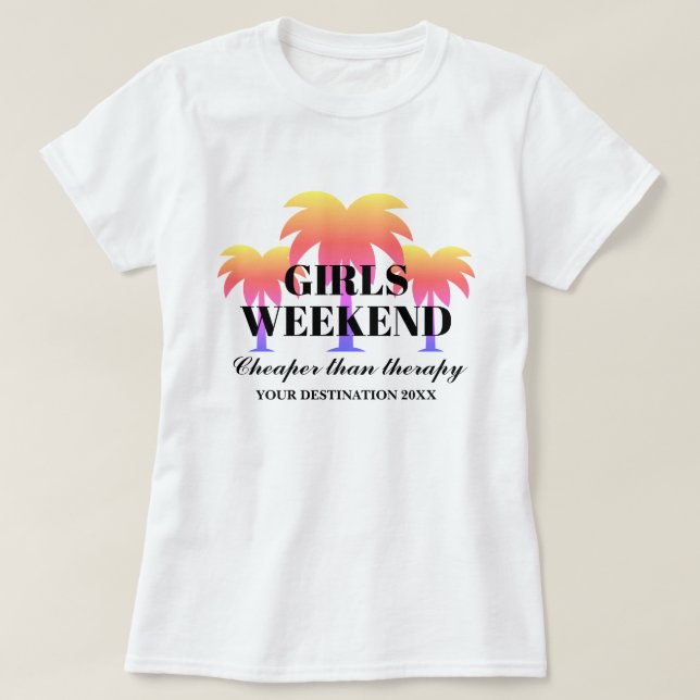 T-shirt Filles week-end voyage tropical palmier escapade a (Design devant)