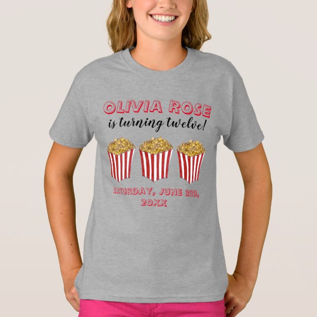 T-shirt Film Cinéma Nuit Slepover Popcorn Anniversaire (Devant)