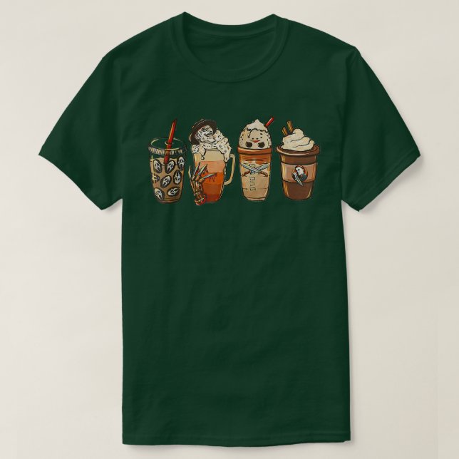 T-shirt Film D'Horreur Et Café Halloween Saison Éffrayante (Design devant)