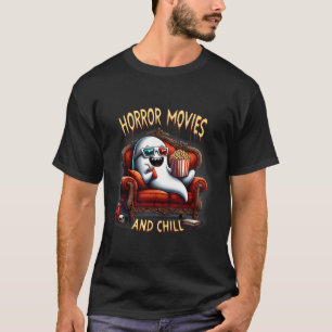 T-shirt Films Et Chill Éffrayant Halloween Ghost Movie Lov