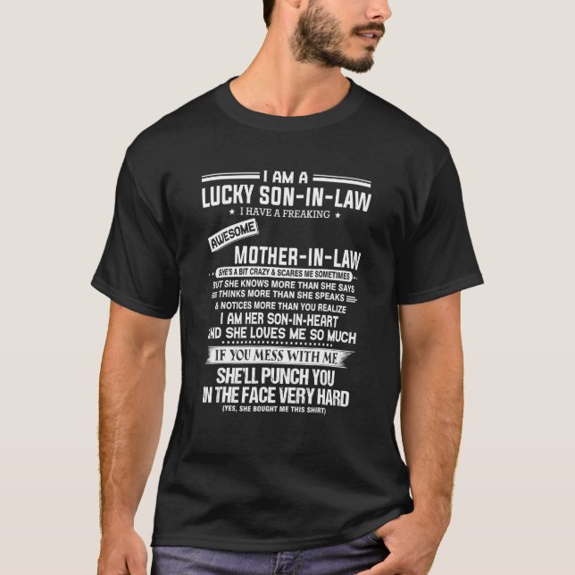 T-shirt Fils Chanceux Dans La Loi J'Ai Une Mère Fantaisie (Devant)