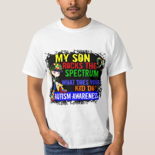 T-shirt Fils d'autisme de spectre de roches (Devant)