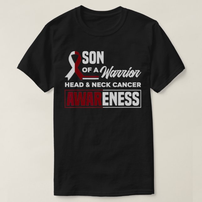 T-shirt Fils D'Un Guerrier Soutien Tête Orale Et Cancer Du (Design devant)