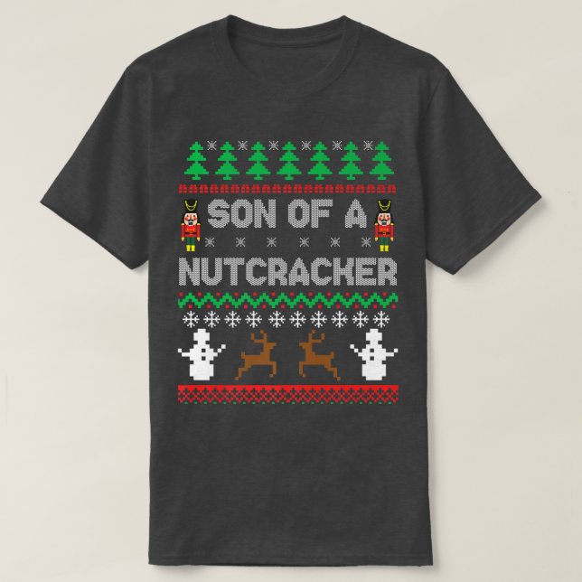 T-shirt Fils d'un Noisette drôle laide de Noël P (Design devant)