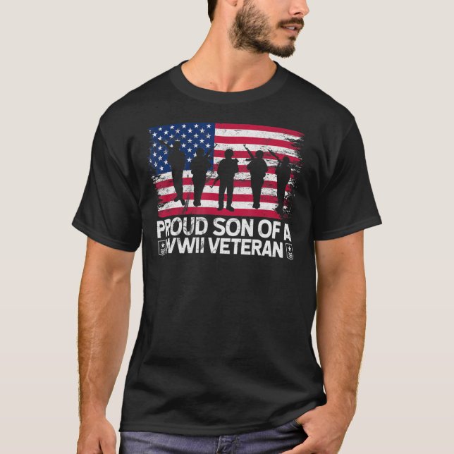 T-shirt  Fils Fiers D'Un Vétéran 2ÈME GUERRE MONDIALE Drap (Devant)