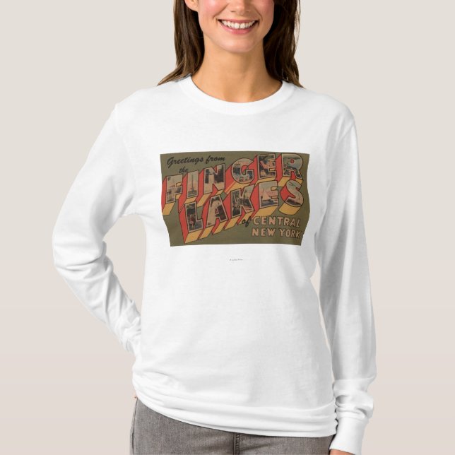 T-shirt Fingerlakes, New York - grandes scènes de lettre (Devant)