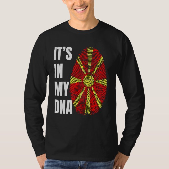 T-shirt Fingerprint DNA Biometry Flag North Macedonia (Devant)
