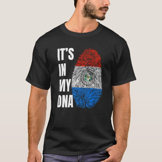 T-shirt Fingerprint DNA Biometry Flag Paraguay   (Devant)