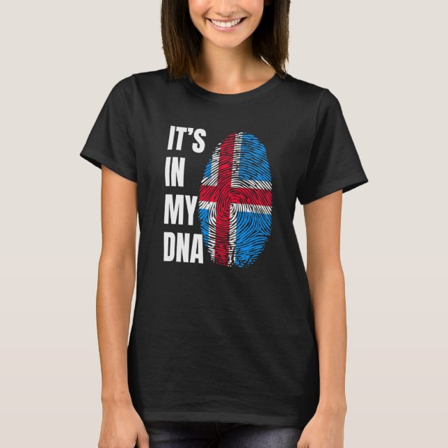 T-shirt Fingerprint DNA Biometry Iceland Flag   (Devant)