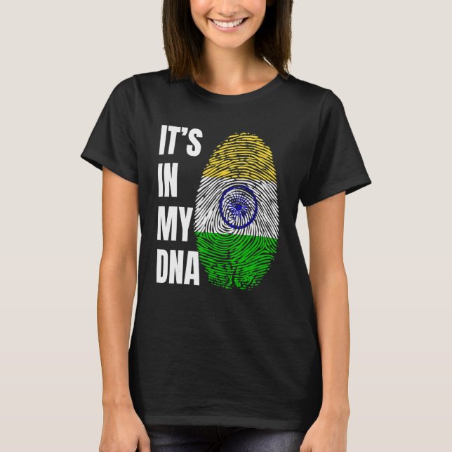 T-shirt Fingerprint DNA Biometry Indian Flag India (Devant)