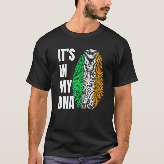 T-shirt Fingerprint DNA Biometry Irish Flag Ireland   (Devant)