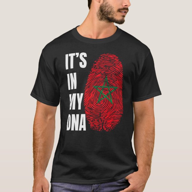 T-shirt Fingerprint DNA Biometry Moroccan Flag Morocco   (Devant)