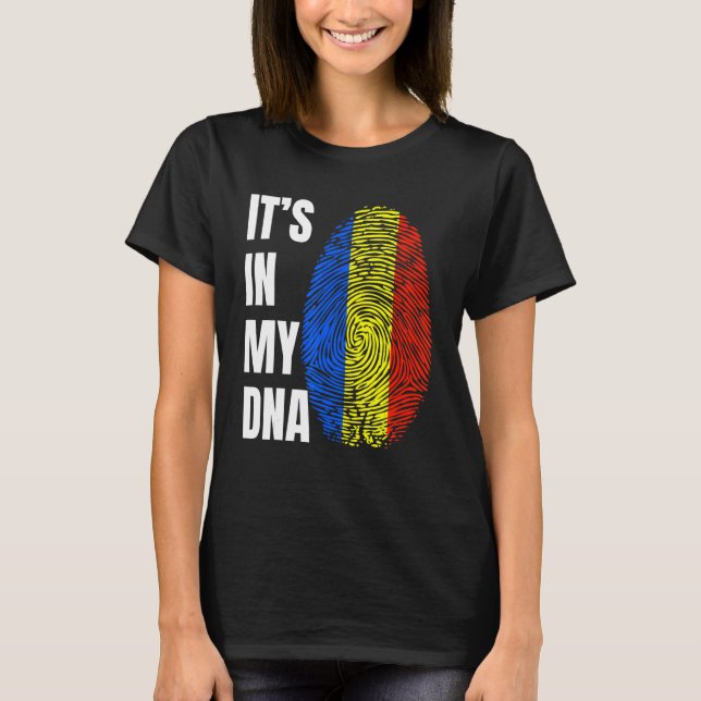 T-shirt Fingerprint DNA Biometry Romanian Flag Romania (Devant)