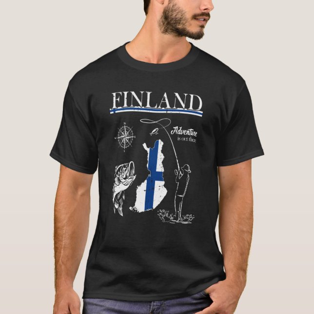 T-shirt Finland Fishing Team Fishing Tour Suomi Finnish Fl (Devant)