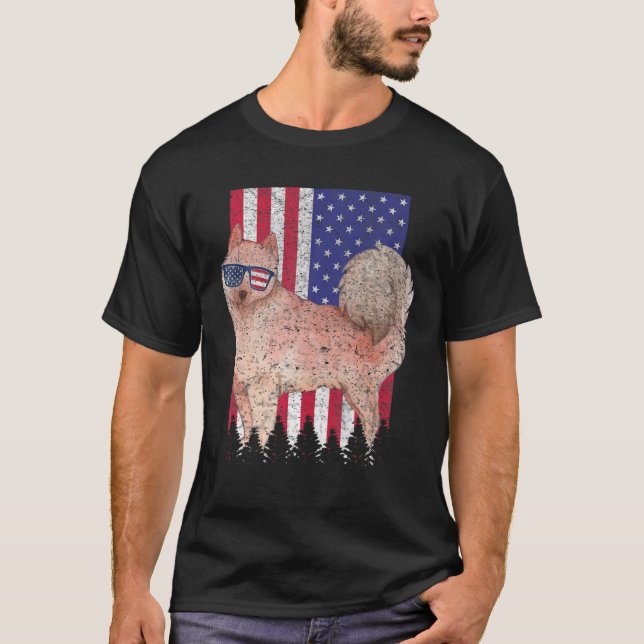 T-shirt Finlandais Spitz Patriotique Chien USA Pride Ameri (Devant)