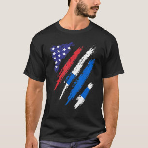 T-shirt Finlande American Grosse Drapeau USA Patriot Herit
