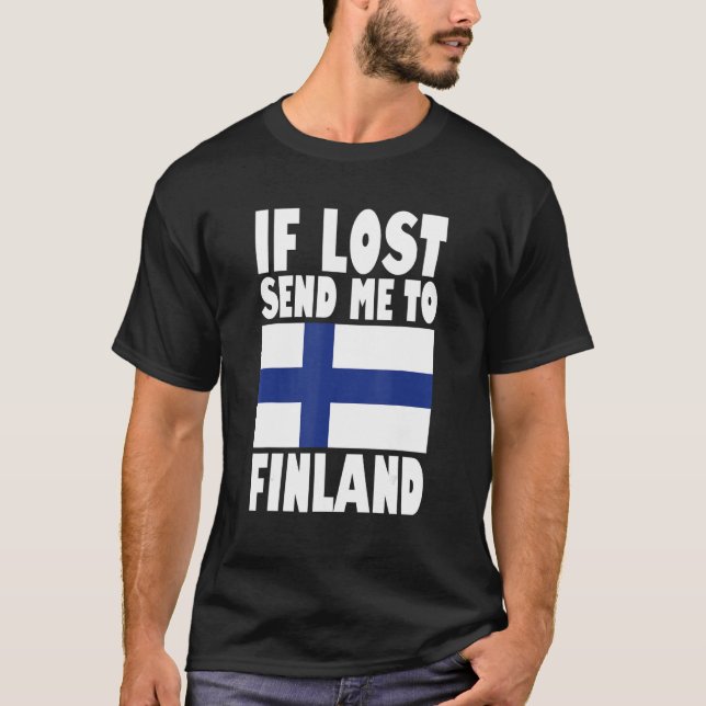 T-shirt Finlande Drapeau Design Si perdu envoyez-moi en Fi (Devant)