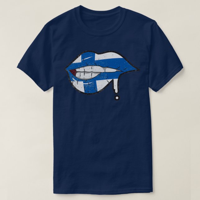 T-shirt Finlande lèvres drapeau Suomen Lippu (Design devant)