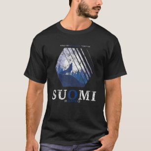 T-shirt Finlande Pleine lune Wolf Howling Suomi Drapeau us