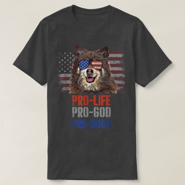 T-shirt Finnish Spitz Pro Life Pro God Pro Dogs  (Design devant)
