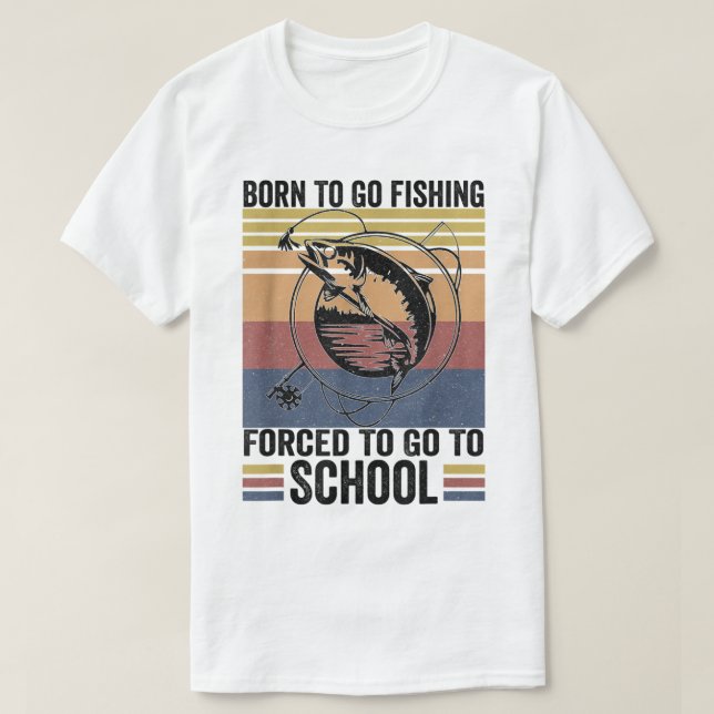 T-shirt Finy Fishing Bass Fish Fisherman Kids Born To Go (Design devant)