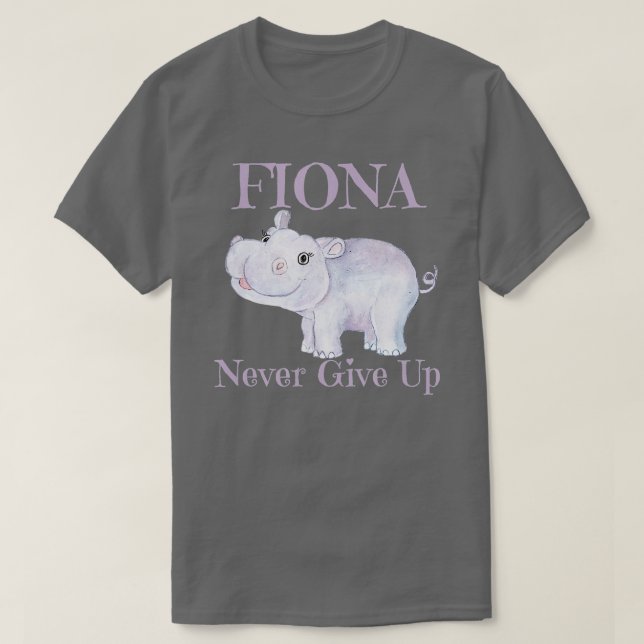 T-shirt Fiona l'hippo n'abandonne jamais (Design devant)