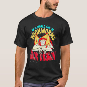 T-shirt Fire Dragon Bookworm Livre de lecture Dragon